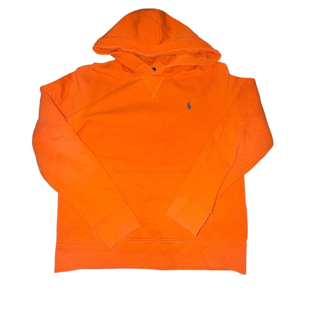 Polo Ralph‎ Lauren Boys Orange Pullover Hoodie Sweatshirt L 14-16
